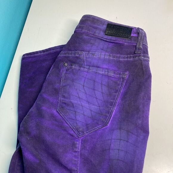 ! ITEM Purple Low Rise Skinny Jeans Fitted Racer Womens Size 26 - Picture 15 of 15